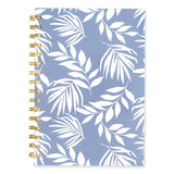 Elena Weekly/monthly Planner, Palm Leaves Artwork, 8.5 X 6.38, Blue/white Cover, 12-month (jan To Dec): 2024