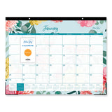 Reflections Desk Pad Calendar, Floral Artwork, 22 X 17, Assorted Sheet Colors, Black Headband, 12-month (jan To Dec), 2024