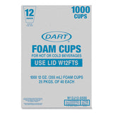 Foam Drink Cups, 12 Oz, White, 25/bag, 40 Bags/carton