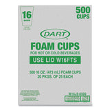 Foam Drink Cups, 16 Oz, White, 25/bag, 20 Bags/carton