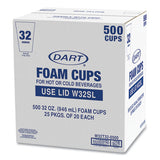 Foam Drink Cups, 32 Oz, White, 25/bag, 20 Bags/carton