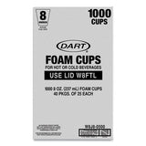 Foam Drink Cups, 8 Oz, White, 25/bag, 40 Bags/carton