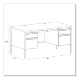 Teachers Pedestal Desks, Left And Right-hand Pedestals: Box/file Drawer Format, 60" X 30" X 29.5", Walnut/black