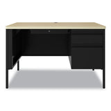 Teachers Pedestal Desks, One Right-hand Pedestal: Box/file Drawers, 48" X 30" X 29.5", Maple/black