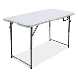 Bifold Resin Folding Table, Rectangular, 48" X 23.6" X 29.1", White Granite Top, Gray Base/legs, 2/pack