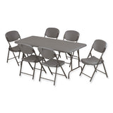 Rough N Ready Commercial Folding Chair, Supports Up To 350 Lb, 18" Seat Height, Charcoal Seat/back, Charcoal Base, 4/pack