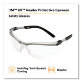 Bx Molded-in Diopter Safety Glasses, +2.0 Diopter Strength, Black/silver Plastic Frame, Clear Polycarbonate Lens