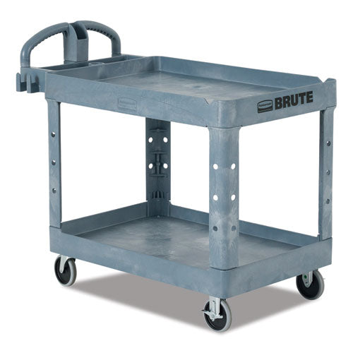 Brute Heavy-duty Ergo Handle Utility Cart, Plastic, 2 Shelves, 750 Lb Capacity, 26