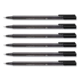 Triplus Fineliner Marker Pen, Stick, Fine 0.3 Mm, Black Ink, Clear Barrel, 6/pack