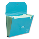 U Eco 13-pocket Expandable File, 9.75" Expansion, 13 Sections; Button/elastic Closure, 1/12-cut Tabs, Letter Size, Ocean