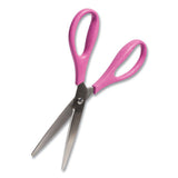 U Eco Scissors. Concave Tip, 9.45" Long, 3" Cut Length, Assorted Straight Handle, 3/pack