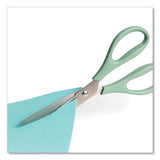 U Eco Scissors. Concave Tip, 9.45" Long, 3" Cut Length, Assorted Straight Handle, 3/pack