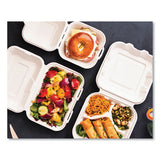 White Molded Fiber Clamshell Container, 8 X 17 X 2, White, Sugarcane, 200/carton