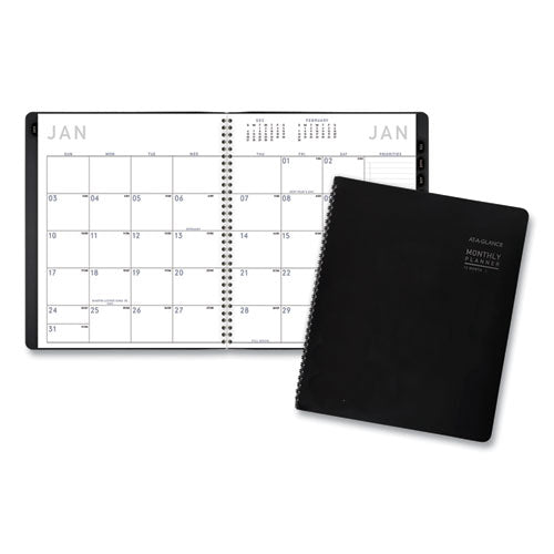 Contemporary Monthly Planner, Premium Paper, 11 X 9, Black Cover, 2021