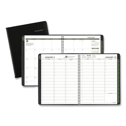 Recycled Weekly-monthly Classic Appointment Book, 11 X 8.25, Black, 2021