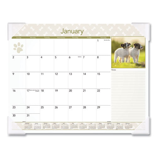 Puppies Monthly Desk Pad Calendar, 22 X 17, 2021