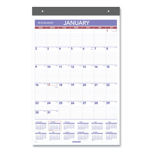 Repositionable Wall Calendar, 15.5 X 22.75, 2022