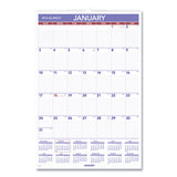 Monthly Wall Calendar With Ruled Daily Blocks, 12 X 17, White, 2021