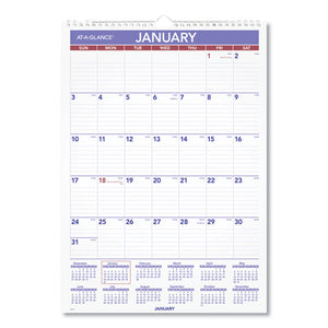 Monthly Wall Calendar With Ruled Daily Blocks, 12 X 17, White, 2021