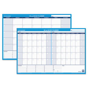 30-60-day Undated Horizontal Erasable Wall Planner, 36 X 24, White-blue,