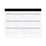 Academic Large Print Desk Pad, 21.75 X 17, White-blue Sheets, 12 Month (july To June): 2022 To 2023