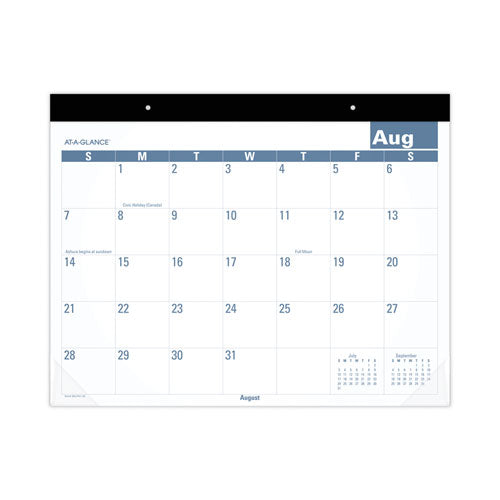 Academic Large Print Desk Pad, 21.75 X 17, White-blue Sheets, 12 Month (july To June): 2022 To 2023