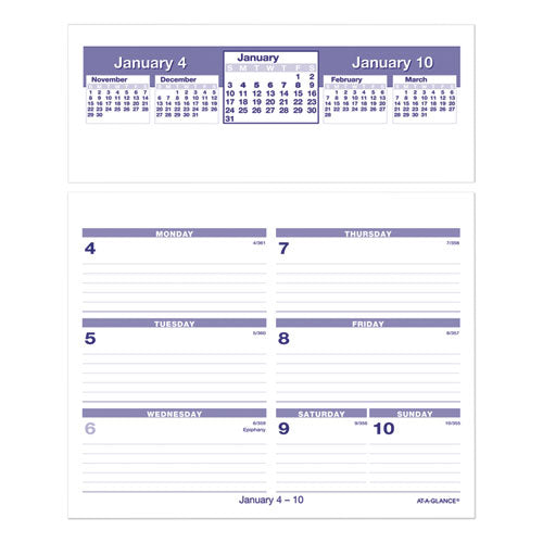 Flip-a-week Desk Calendar Refill, 7 X 6, White, 2021