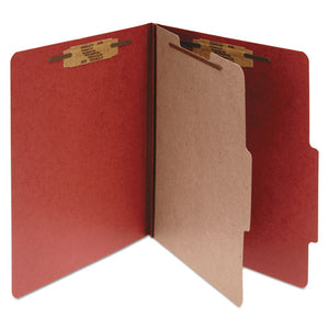 Pressboard Classification Folders, 1 Divider, Letter Size, Earth Red, 10-box