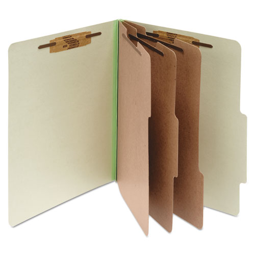 Pressboard Classification Folders, 3 Dividers, Letter Size, Leaf Green, 10-box