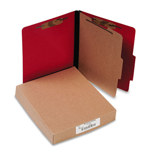 Colorlife Presstex Classification Folders, 1 Divider, Letter Size, Executive Red, 10-box