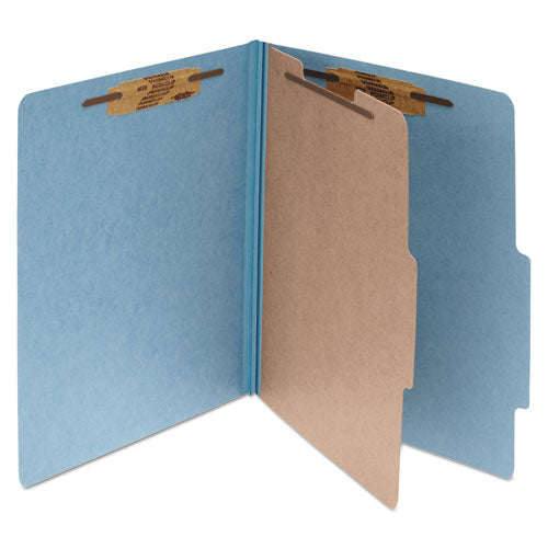 Pressboard Classification Folders, 1 Divider, Legal Size, Sky Blue, 10-box