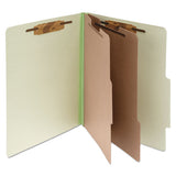 Pressboard Classification Folders, 2 Dividers, Legal Size, Leaf Green, 10-box