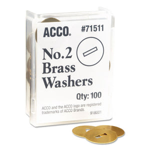 Washers For Two-prong Fasteners, #2, 1.25" Diameter, Brass, 100-box