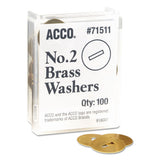 Washers For Two-prong Fasteners, #2, 1.25" Diameter, Brass, 100-box