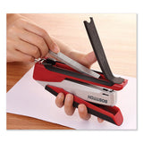 Inpower Spring-powered Premium Desktop Stapler, 28-sheet Capacity, Red-silver