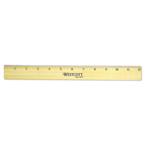 Flat Wood Ruler W-two Double Brass Edges, 12