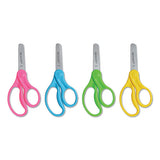 For Kids Scissors, Pointed Tip, 5" Long, 1.75" Cut Length, Assorted Straight Handles, 12-pack