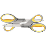 Titanium Bonded Scissors, 8" Long, 3.5" Cut Length, Gray-yellow Straight Handles, 2-pack