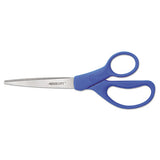 Preferred Line Stainless Steel Scissors, 8" Long, 3.5" Cut Length, Blue Straight Handles, 2-pack