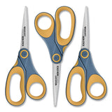 Non-stick Titanium Bonded Scissors, 8" Long, 3.25" Cut Length, Gray-yellow Straight Handles, 3-pack