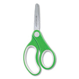 Soft Handle Kids Scissors, Rounded Tip, 5" Long, 1.75" Cut Length, Assorted Straight Handles, 12-pack