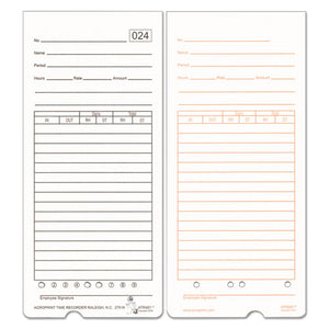 Time Card For Atr480 Totalizing Electronic Time Clock, 7 1-2 X 3.35, 50 Per Pack