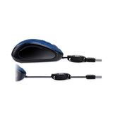 Illuminated Retractable Mouse, Usb 2.0, Left-right Hand Use, Dark Blue
