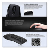 Wkb1500gb Wireless Ergonomic Keyboard And Mouse, 2.4 Ghz Frequency-30 Ft Wireless Range, Black