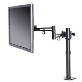 Adaptivergo Pole-mounted Dual Monitor Arm For 30" Monitors, 360 Deg Rotation, 30 Deg Tilt, 360 Deg Pan, Black, Supports 22 Lb