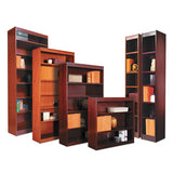 Square Corner Wood Veneer Bookcase, Five-shelf, 35.63"w X 11.81"d X 60"h, Mahogany