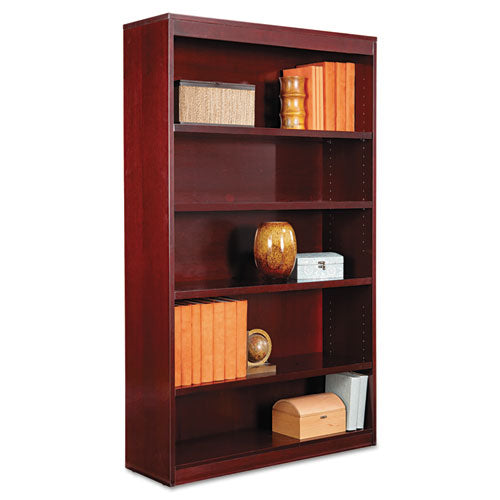 Square Corner Wood Veneer Bookcase, Five-shelf, 35.63