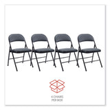 Alera Pu Padded Folding Chair, Supports Up To 250 Lb, Black Seat-back, Black Base, 4-carton