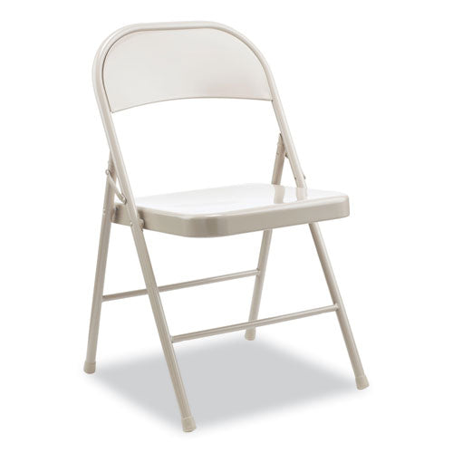 Armless Steel Folding Chair, Supports Up To 275 Lb, Taupe, 4-carton