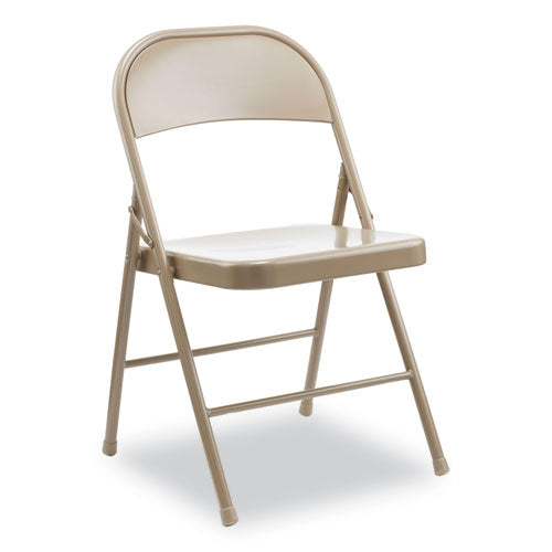 Armless Steel Folding Chair, Supports Up To 275 Lb, Tan, 4-carton